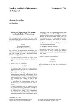 Gesetz zur Änderung der Verfassung des Landes Baden