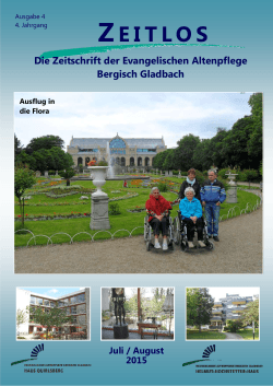 Zeitlos Ausgabe Juli/August 2015 - Evangelische Altenpflege in