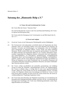 Satzung des „Hanseatic Help e.V.”