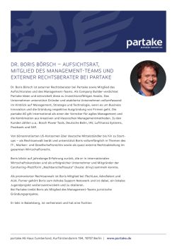 DR. BORIS B&Ouml;RSCH &ndash; AUFSICHTSRAT, MITGLIED DES