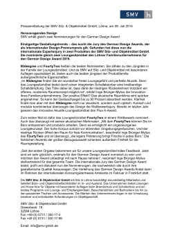 Pressemitteilung der SMV Sitz- & Objektmöbel GmbH, Löhne, am 08