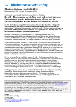 Die &laquo;IG &ndash; Rheinstrasse vern&uuml;nftig&raquo; zeigt sich erfreut &uuml;ber das