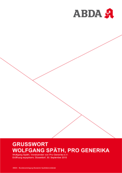 grusswort wolfgang sp&auml;th, pro generika