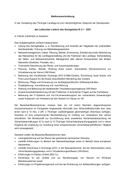 Stellenausschreibung In der Verwaltung des Thüringer Landtags ist
