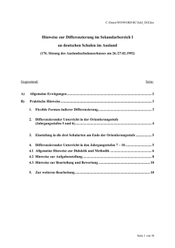 Hinweise zur Differenzierung im Sekundarbereich I an deutschen