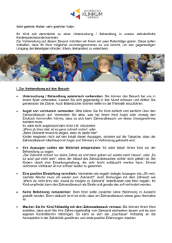 Informationen zur Kinderbehandlung und zum Kinderkurs
