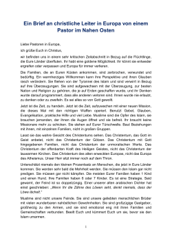 Ein Brief an christliche Leiter in Europa von einem