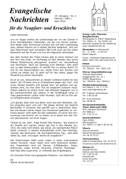 Evangelische Nachrichten - Evang.-Luth. Pfarramt Neupfarrkirche