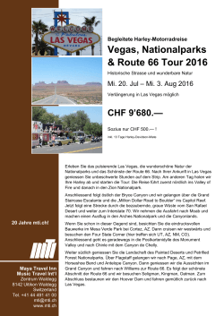 Vegas, Nationalparks & Route 66 Tour 2016