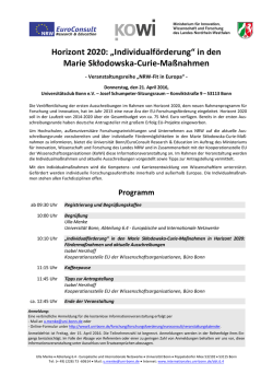 Horizont 2020: &bdquo;Individualf&ouml;rderung&ldquo; in den Marie Skłodowska