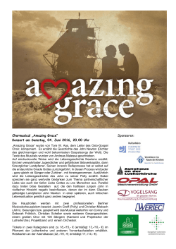 Chormusical „Amazing Grace“ Konzert am Samstag, 04. Juni 2016