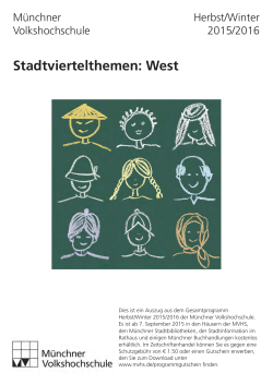 Stadtviertelthemen: West - Münchner Volkshochschule