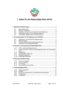 L. Statut für die Regionalliga West (RLSt)