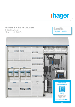 univers Z – Zählerplatzliste Region West Stand Juli 2015