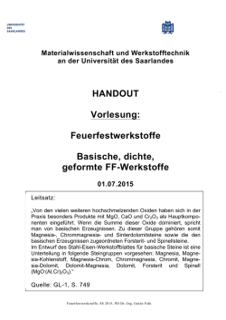 Feuerfestwerkstoffe - Universit&auml;t des Saarlandes