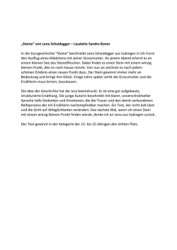 „Steine“ von Lena Scheidegger – Laudatio Sandra Boner In der