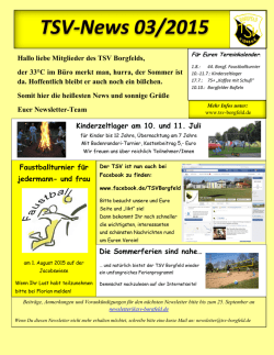 Hallo liebe Mitglieder des TSV Borgfelds, der 33&deg;C im B&uuml;ro merkt