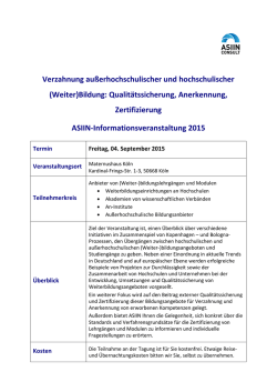 Verzahnung außerhochschulischer und hochschulischer