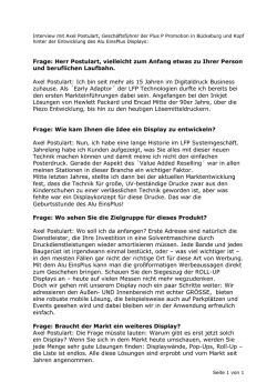 Interview mit Axel Postulat, Gesch&auml;ftsf&uuml;hrer der Plus P Promotion