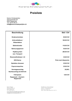 Preisliste - Kinderpartyfun,Kinderschminken,Gesichterschminken