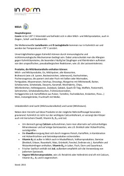 Hauptallergene: Casein ist bis 120&deg; C hitzestabil und befindet sich