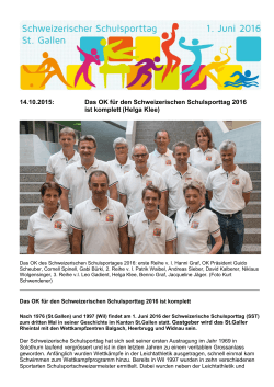 14.10.2015: Das OK für den Schweizerischen Schulsporttag 2016 ist