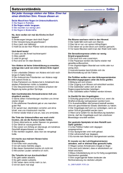 Satzverständnis - Deutsch und Deutlich