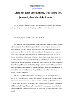 Ich bin jetzt eine andere. Das sp&uuml;re ich. Jemand, den ich nicht