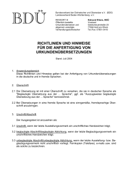 BD&Uuml;-Richtlinien f&uuml;r Urkunden&uuml;bersetzungen