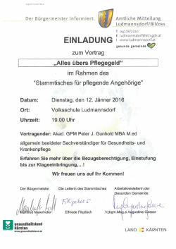 Hauswurf Vortrag Alles &uuml;bers Pflegegeld