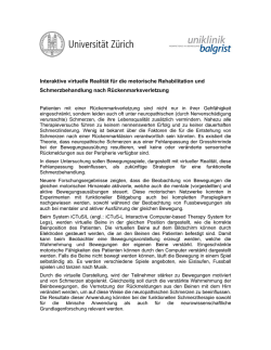 Interaktive virtuelle Realit&auml;t f&uuml;r die motorische Rehabilitation und