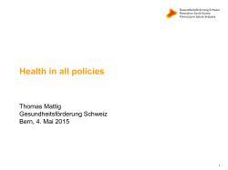 Health in all policies - Public Health Schweiz