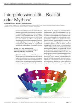 Interprofessionalit&auml;t &ndash; Realit&auml;t oder Mythos?