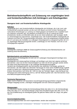 Betriebserlaubnispflicht und Zulassung von angeh&auml;ngten land