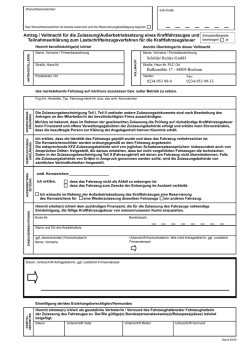 Antrag / Vollmacht f&uuml;r die Zulassung/Au&szlig;erbetriebsetzung eines