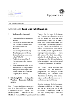 Merkblatt Taxi und Mietwagen