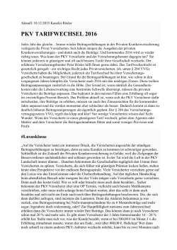 PKV-Tarifwechsel 2016 - Versicherungsberater