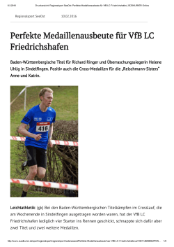 Perfekte Medaillenausbeute für VfB LC Friedrichshafen