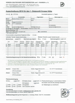 Ausschreibung 2015 für den 1. Distanzritt Grosse Höhe