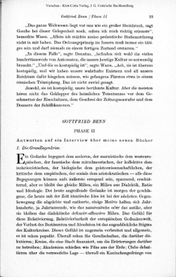 Gottfried Benn j Phase II &bdquo;Das ganze Weltwesen liegt vor