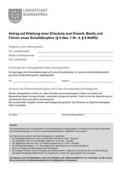 Schalld&auml;mpfererlaubnis, Antrag - Formular