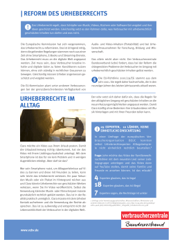 Reform des Urheberrechts | Faktenblatt des vzbv | Dezember 2015
