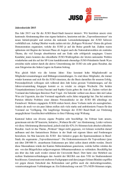 Jahresbericht 2015 Das Jahr 2015 war f&uuml;r die JUSO Basel