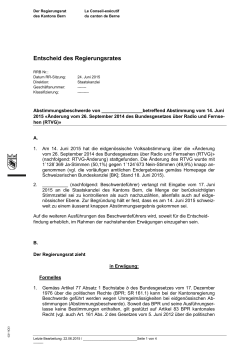 Entscheid des Regierungsrates