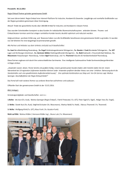 Presseinfo 30.12.2015 Regio-Einkauf Partner gründen gemeinsame
