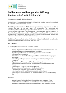 Stellenausschreibungen der Stiftung Partnerschaft mit Afrika e.V.