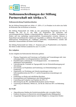 Stellenausschreibungen der Stiftung Partnerschaft mit Afrika e.V.