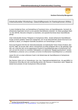 Interkultureller Workshop: Gesch&auml;ftspraxis im frankophonen Afrika