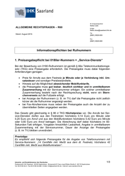 Informationspflichten bei Rufnummern