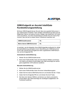 GSM-Endger&auml;t an Ascotel IntelliGate Kurzbedienungsanleitung